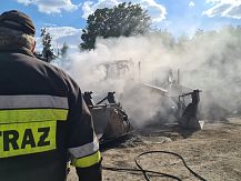 Pożar koparko-ładowarek w miejscowości Chomentowo