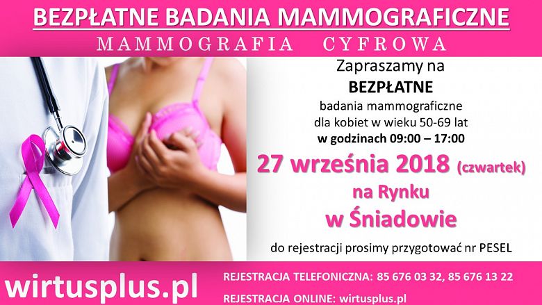 Zaproszenie na bezpłatną mammografię