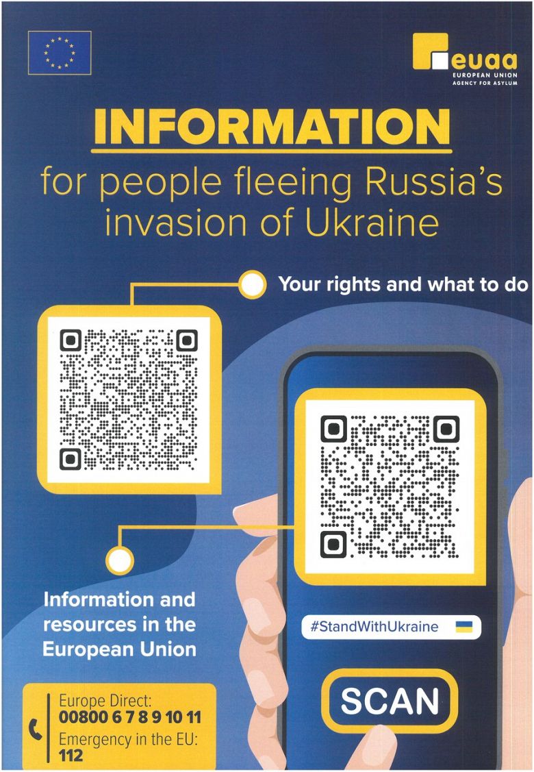 Materiały informacyjne z kodami QR dla obywateli z Ukrainy
