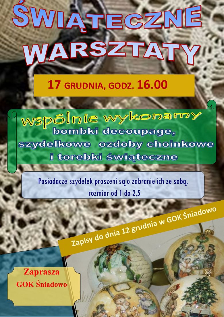 ŚWIĄTECZNE WARSZTATY w GOK Śniadowo