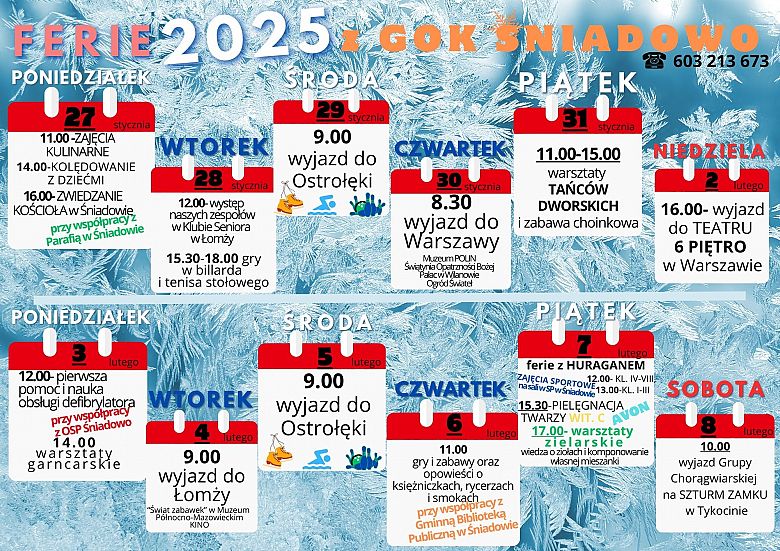 FERIE ZIMOWE 2025 z GOK Śniadowo